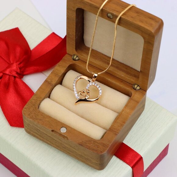 "Rose Gold Mother & Child Heart Pendant with Sparkling Stones, XPPT1312 - Picture 9 of 13